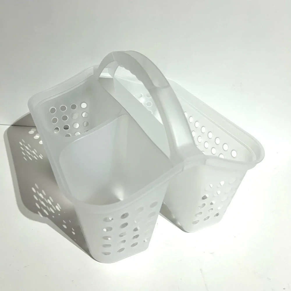 Shower Bath Caddy with Handle 3 Compartments Clear Sturdy Plastic College Dorm
